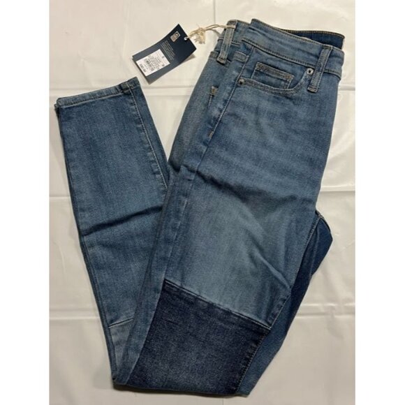 Universal Thread Women's High-Rise Skinny Patched Jeans Blue Denim 0 - Picture 6 of 8